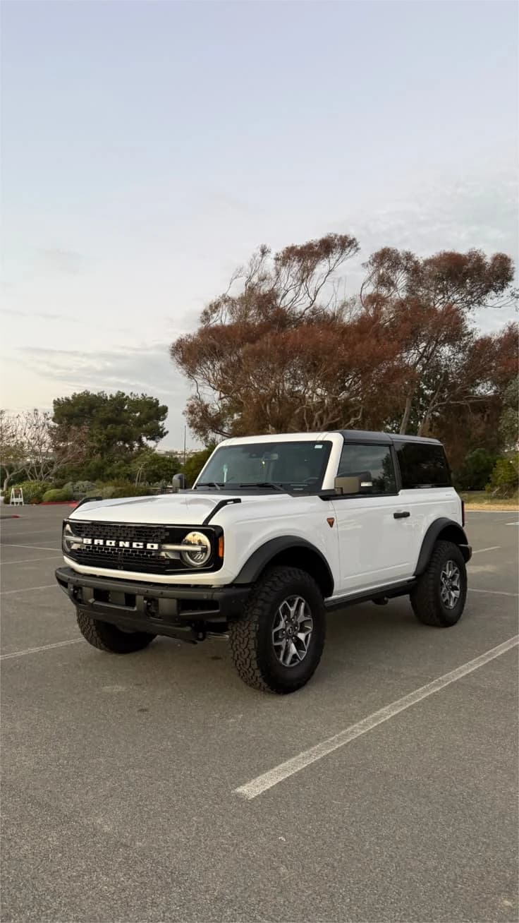Phone photo of a white Ford Bronco