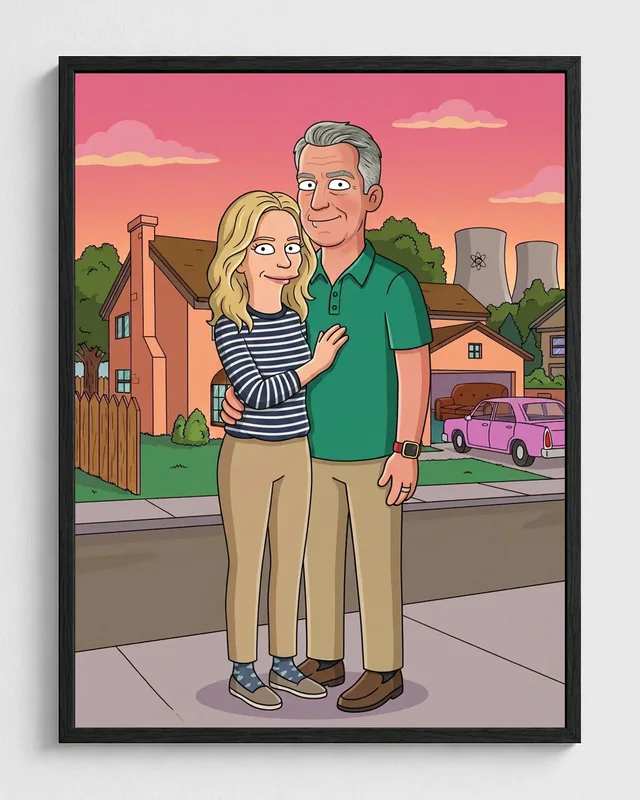 Couple transformed into a framed Springfield portrait